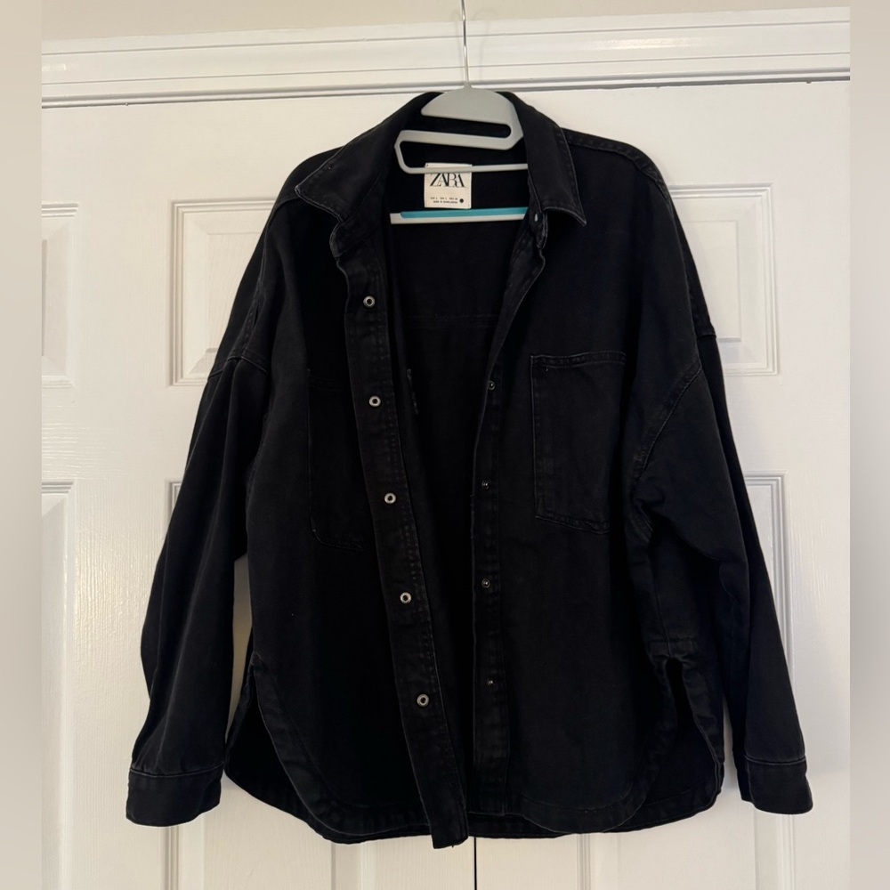 Zara Oversized Black Jean Jacket